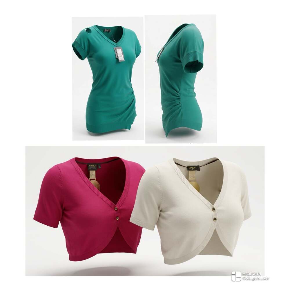 ONLY Japan Women's Knit Bundle With Teal Ruched dress and Short Cropped Cardigan